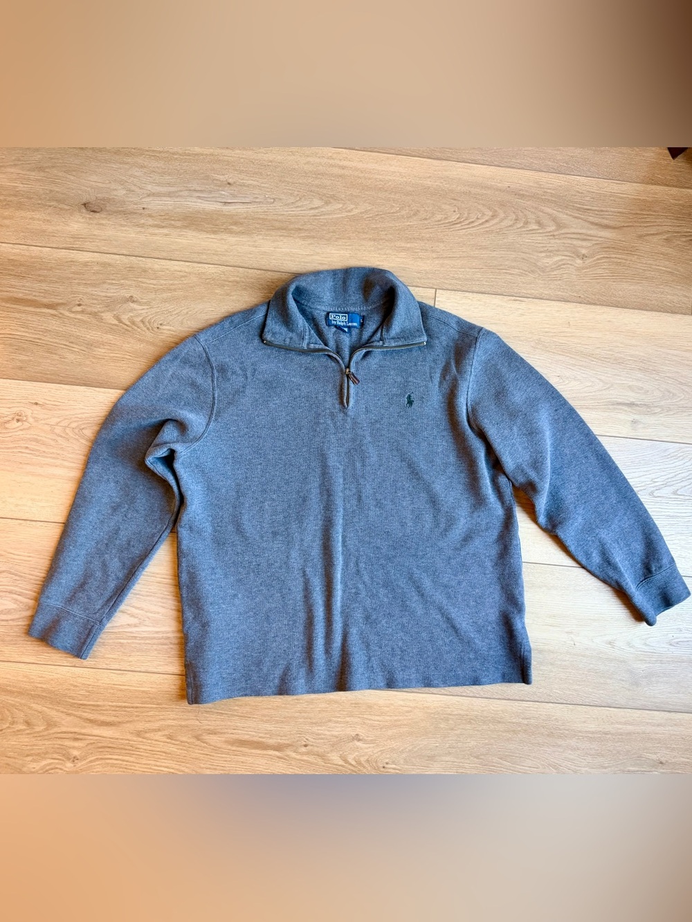 Polo Ralph Lauren Blue Quarter-Zip Cotton Pullover L
